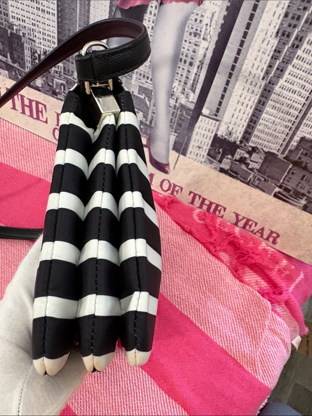 kate spade Black and White Nylon Striped Crossbody Bag - Picture 5 of 12